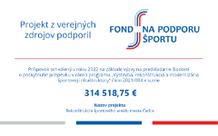 Príspevok schváleny v roku 2022 na základe vŸzvy na predkladanie Ziadosti o poskytnutie príspevku v rámci program , Vystavba, rekonstrukcia a modernizácia §portovej infrastruktúry číslo 2021/004 v sume 329 966,54 € Názov projektu Rekonstrukcia Sportového areálu Mesta Cadca