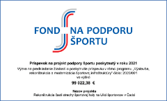 Príspevok na projekt podpory športu poskytnutý v roku 2021. Výzva na predkladanie žiadostí o poskytnutie príspevku v rámci programu „Výstavba, rekonštrukcia a modernizácia športovej infraštruktúry“ číslo: 2020/001, vo výške 99 022,38 €, Názov projektu Rekonštrukcia časti strechy športovej haly na Ulici športovcov v Čadci
